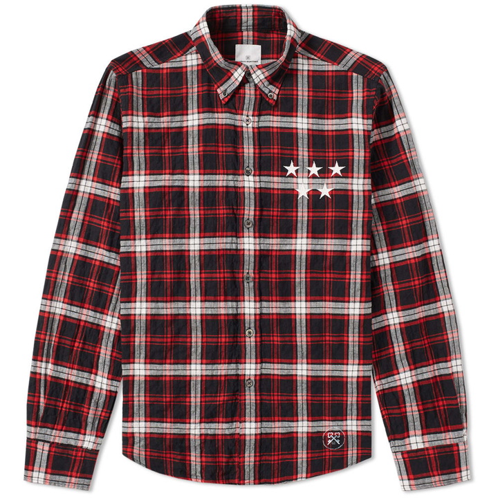 Photo: Uniform Experiment 5 Star Applique Wrinkled Check Shirt