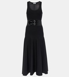 Alaïa Leather-trimmed midi dress