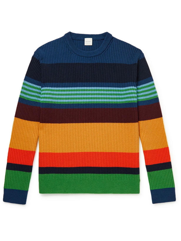 Photo: PAUL SMITH - Striped Ribbed Wool Sweater - Multi
