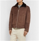 Brunello Cucinelli - Shearling-Lined Perforated-Suede Jacket - Brown