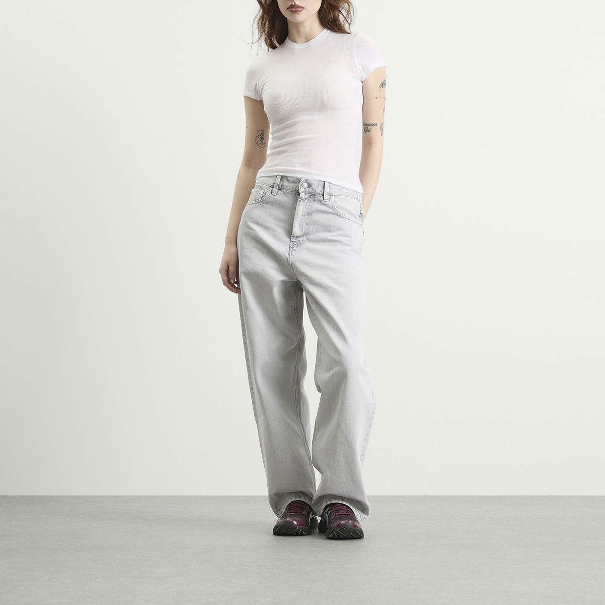 SKIMS Women's Sheer Cotton Crewneck Standard T-Shirt in Snow
