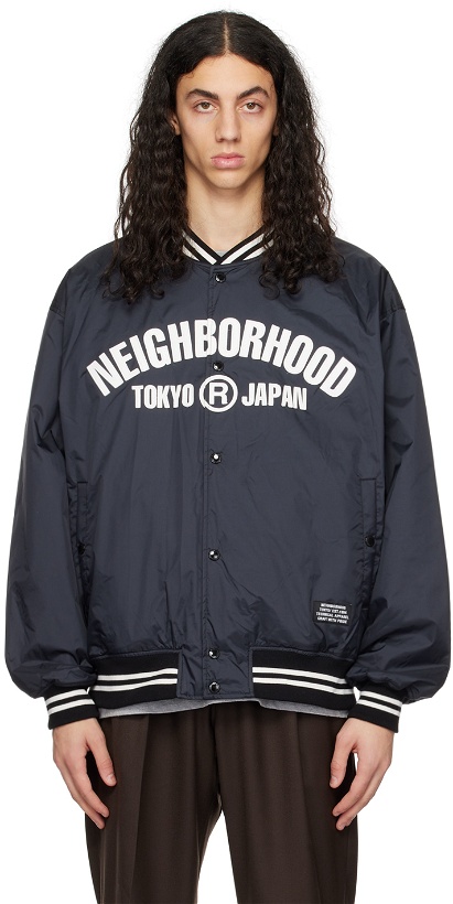 Photo: Neighborhood Black Appliqué Bomber Jacket