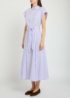 Polo Ralph Lauren Striped Belted Cotton Shirt Dress Purple