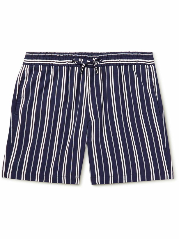 Photo: Mr P. - Straight-Leg Striped Twill Drawstring Shorts - Blue