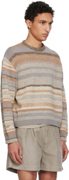 ERL Brown Striped Knit Crewneck