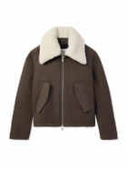 AMI PARIS - Shearling-Trimmed Wool Jacket - Brown