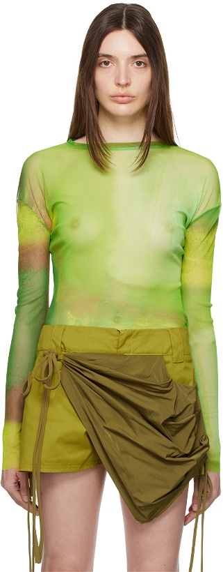 Photo: Paula Canovas Del Vas Green Semi-Sheer Long Sleeve T-Shirt