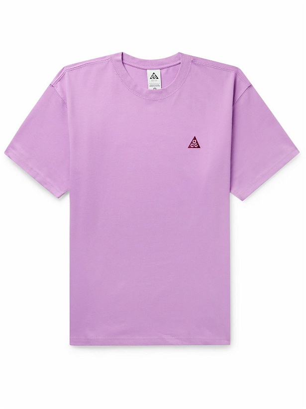 Photo: Nike - ACG NRG Logo-Embroidered Jersey T-Shirt - Purple
