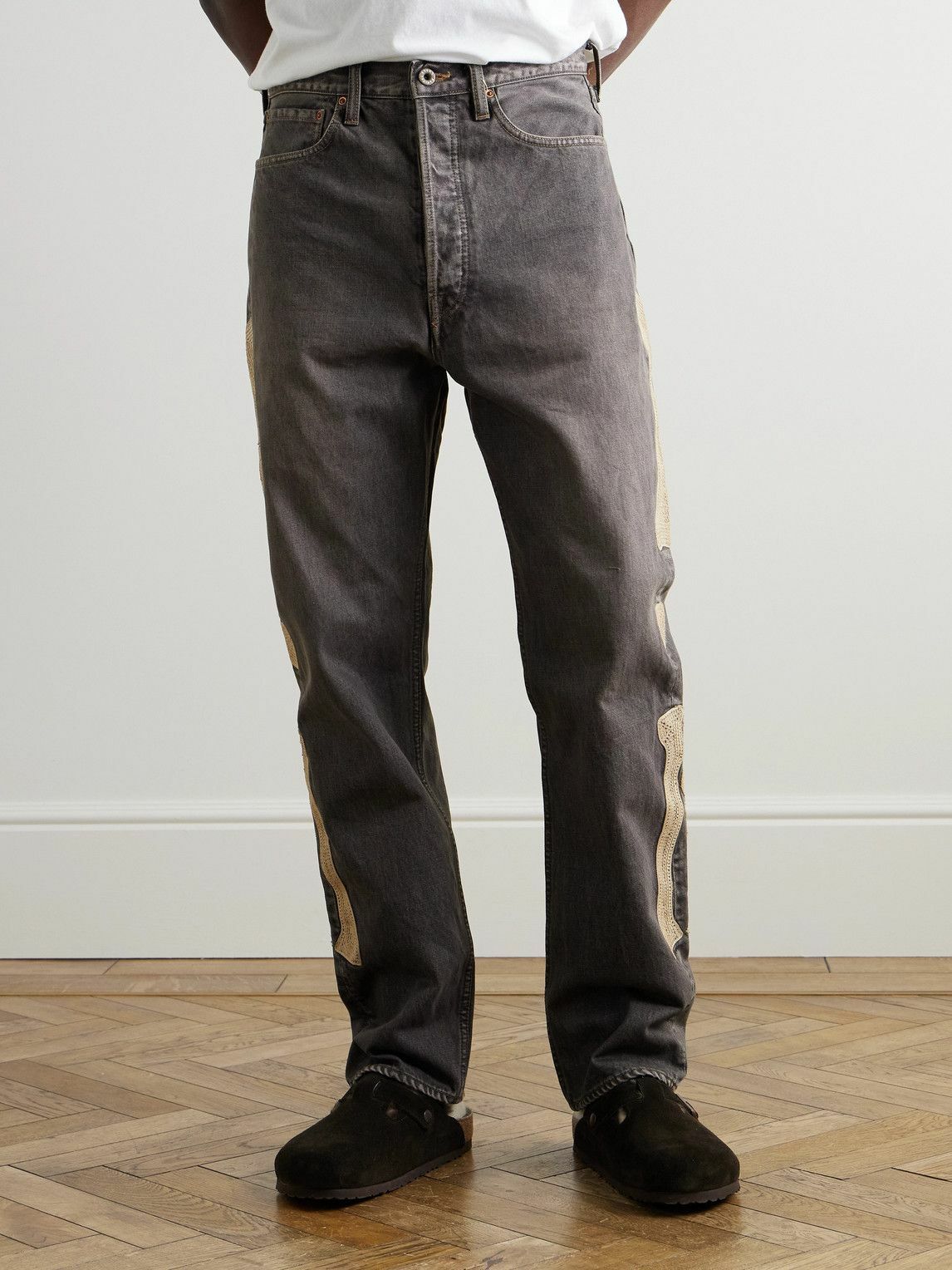 KAPITAL - Slim-Fit Crochet-Trimmed Jeans - Blue KAPITAL