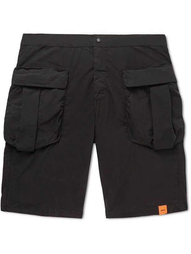 Photo: Aspesi - Straight-Leg Cotton-Poplin Cargo Shorts - Black