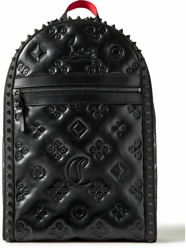 Photo: Christian Louboutin - Backparis Studded Logo-Debossed Leather Backpack