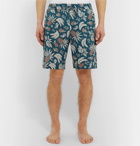Desmond & Dempsey - Printed Cotton Pyjama Shorts - Teal