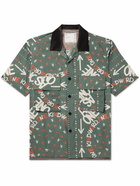 Sacai - Eric Haze Velvet-Trimmed Printed Poplin Shirt - Green