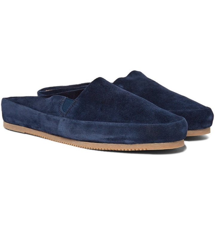 Photo: Mulo - Suede Backless Loafers - Navy