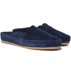 Mulo - Suede Backless Loafers - Navy