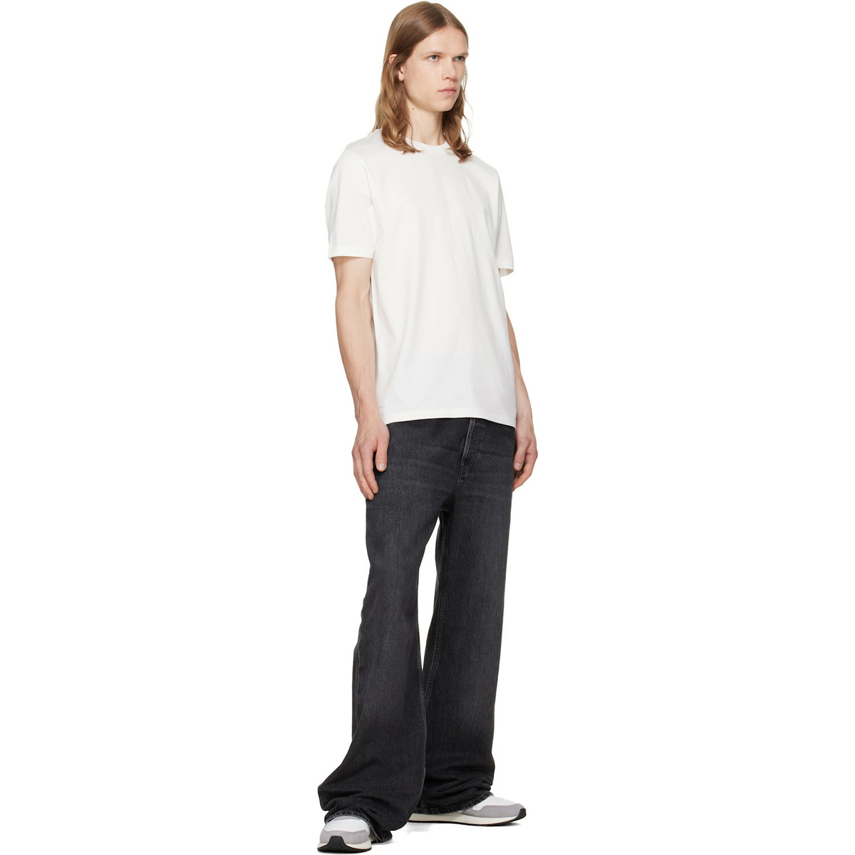 Hugo Off-White Mercerised Cotton Slim-Fit T-shirt