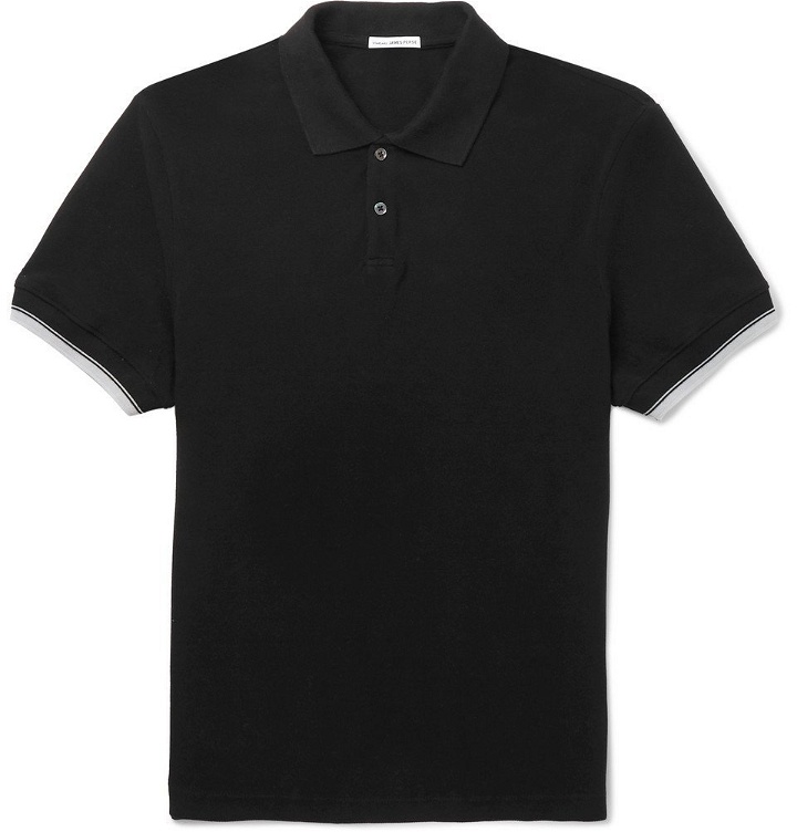 Photo: James Perse - Contrast-Tipped Cotton-Piqué Polo Shirt - Men - Black