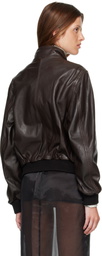 Nour Hammour Brown Rios Leather Bomber Jacket