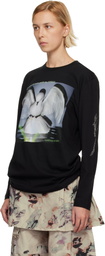 Collina Strada Black '52 Canal' L/S Rhinestone Graphic T-shirt