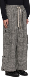 Jan-Jan Van Essche Black & White O-Project Block Stripe Cloth Easy Cargo Pants
