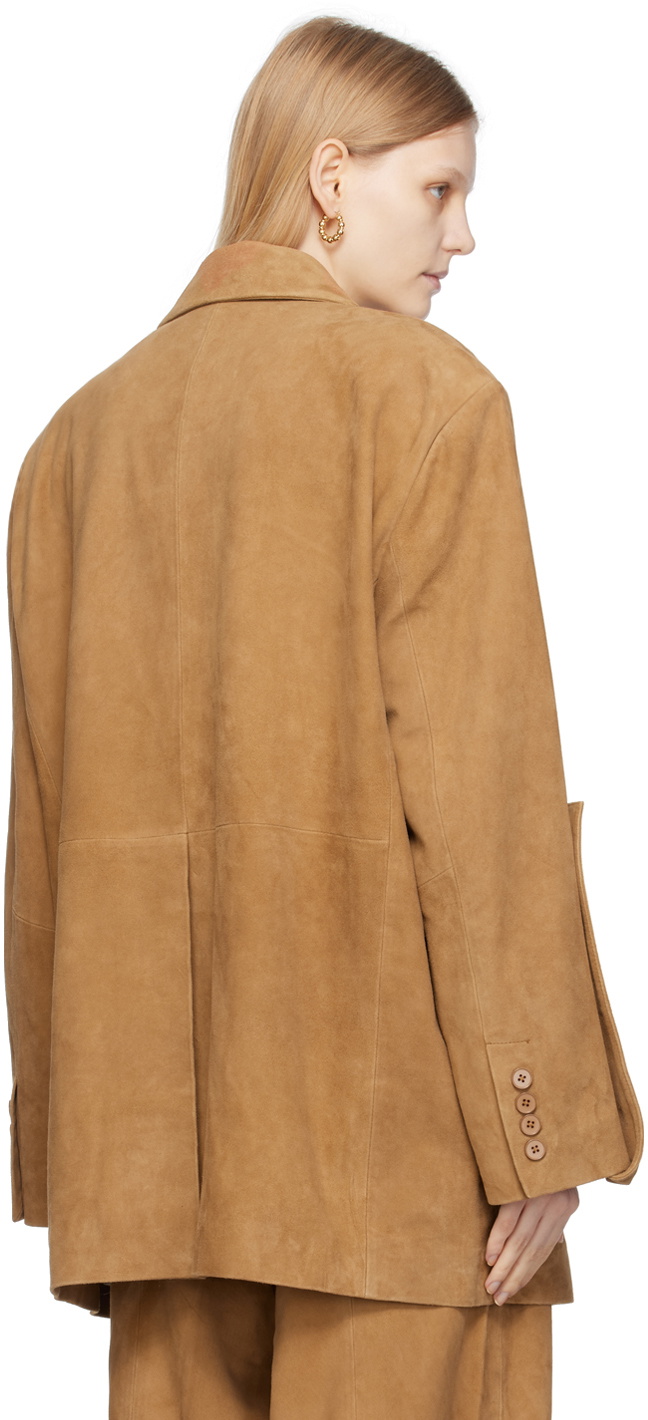 REMAIN Birger Christensen Tan Oversize Leather Blazer