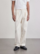 Hartford - Trunk Straight-Leg Pleated Cotton Woven Trousers - Neutrals