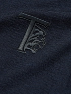 Tod's - Embroidered Merino Wool Polo Shirt - Blue