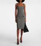 Ferragamo Chevron wool-blend midi dress
