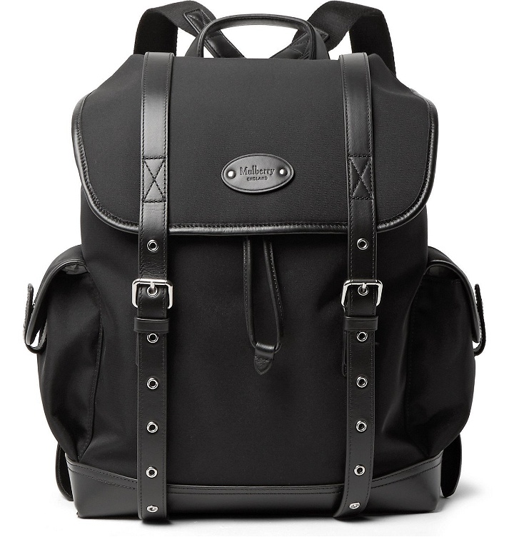 Photo: Mulberry - Leather-Trimmed ECONYL Nylon-Twill Backpack - Black