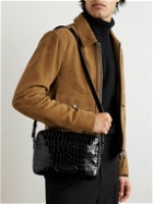 TOM FORD - Croc-Effect Leather Messenger Bag
