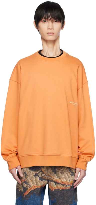 Photo: Wooyoungmi Orange Leather Patch Sweatshirt