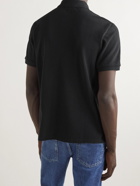 AMI PARIS - Logo-Embroidered Cotton-Piqué Polo Shirt - Black