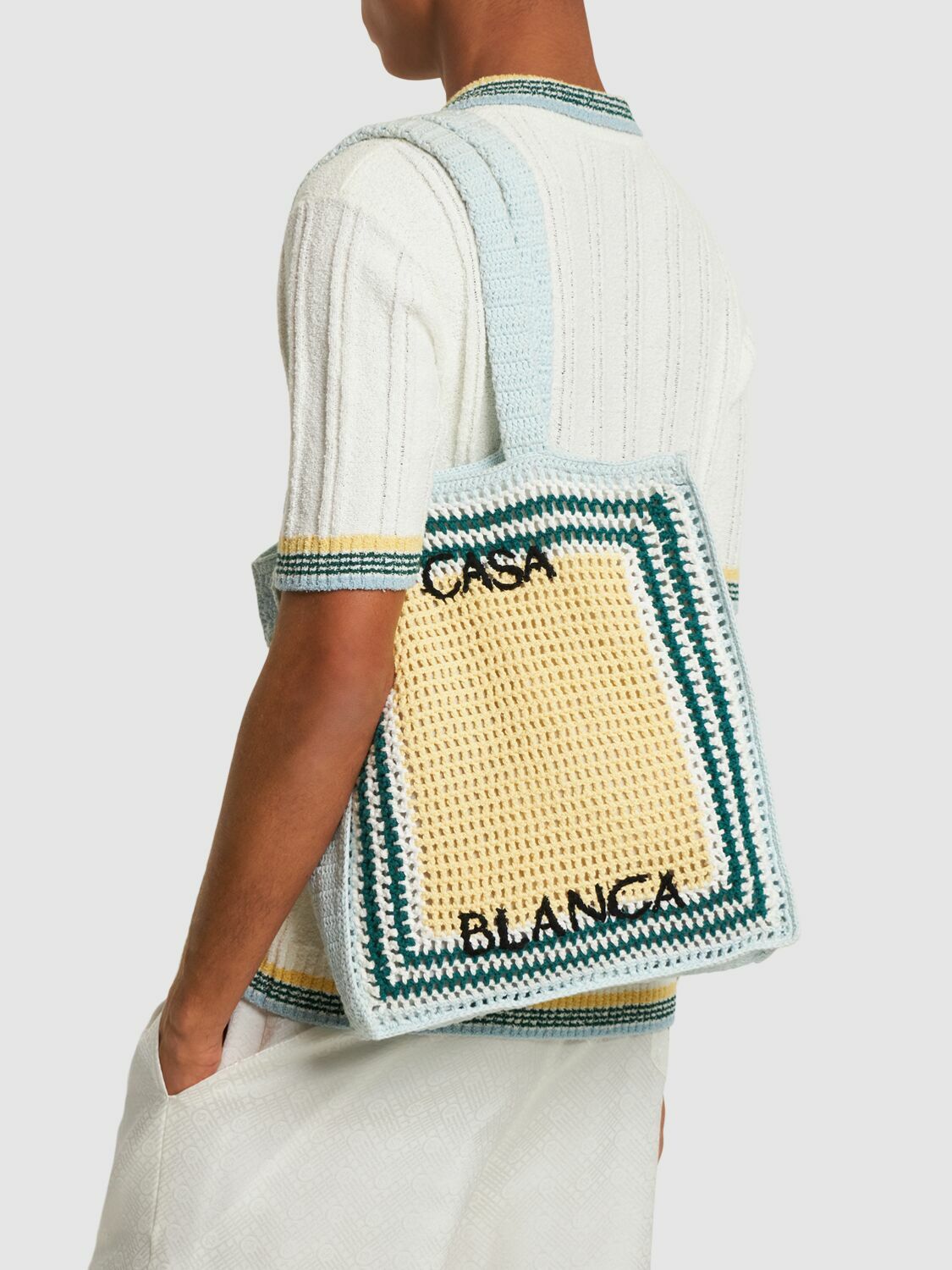 【関税込み】Crochet Shopper Bag - Casablanca - Cotton - Whit Gothic Crochet Bag – Casablanca
