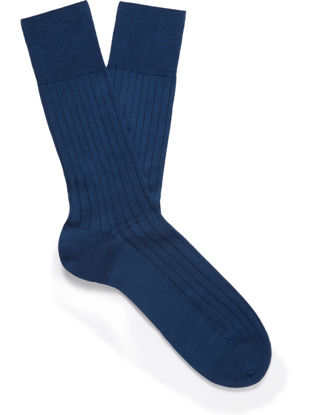 Photo: Falke - No 2 Ribbed Cashmere-Blend Socks - Blue