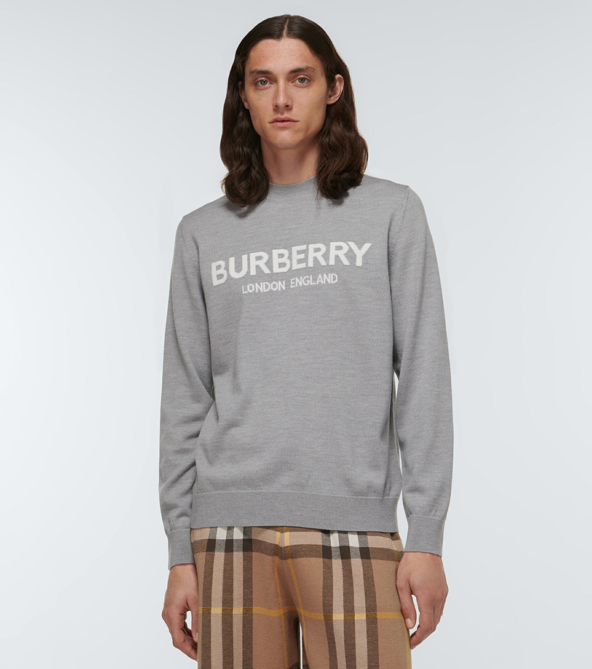 BURBERRY LOGO-INTARSIA WOOL-BLEND SWEATER ( NEW selling SEASON )