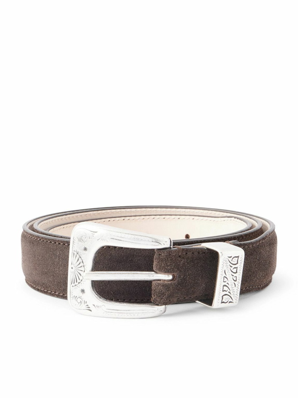 Photo: Drake's - 2.5cm Suede Belt - Brown