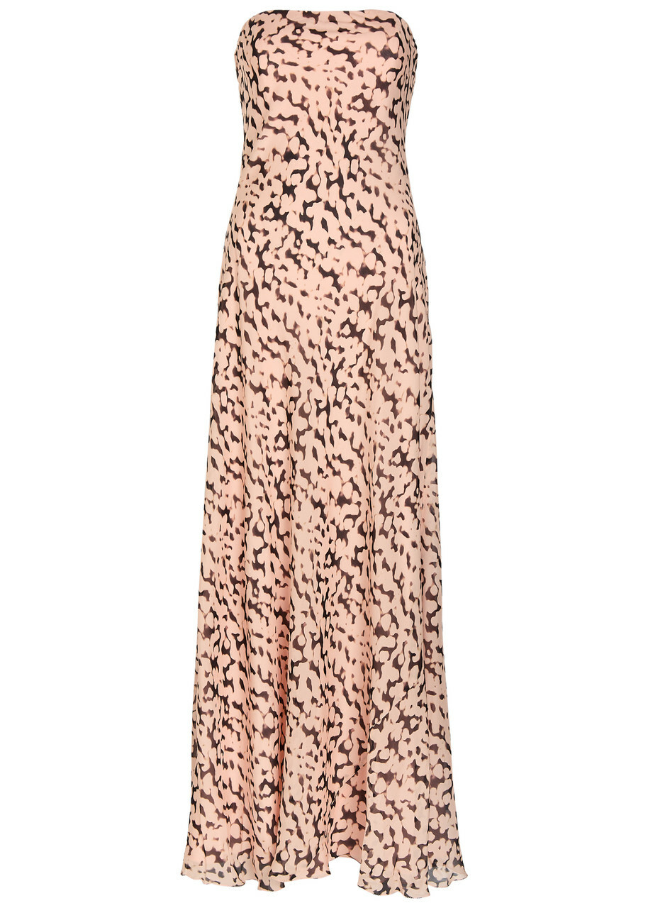 Staud Cassie Tortoise-print Silk Maxi Dress Pink