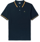 Loewe - Logo-Embroidered Contrast-Tipped Cotton-Piqué Polo Shirt - Blue