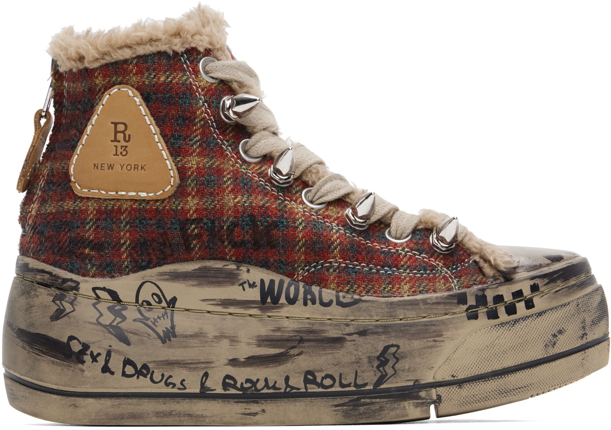 【関税込み】R13 カーキ Tall Kurt スニーカー R13 Red Kurt High Top Sneakers R13