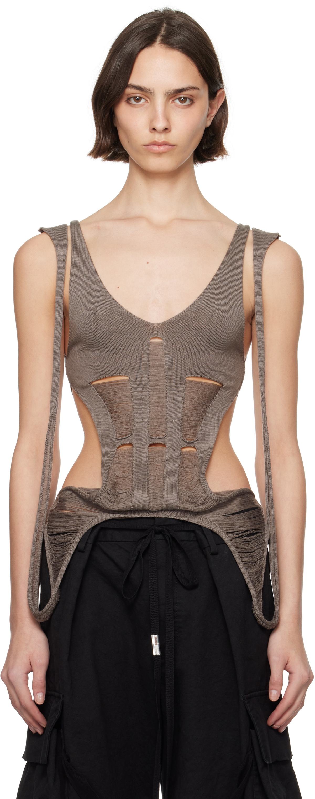 RICK OWENS★Tanja Top タンジャトップ Gray Hollywood Tanja Long Tank Top by Rick Owens on Sale