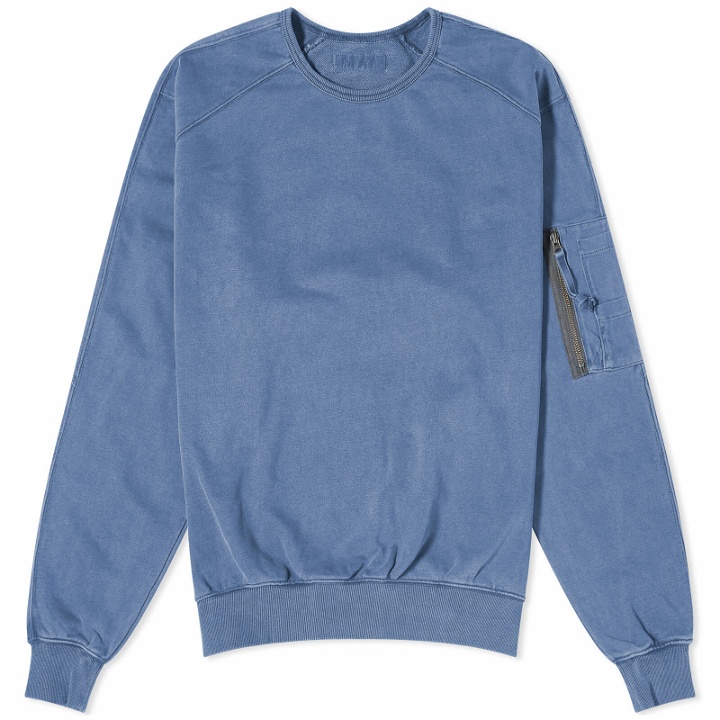 Photo: FrizmWORKS Men's Pigment Dyed MIL Sweatshirt in Indigo
