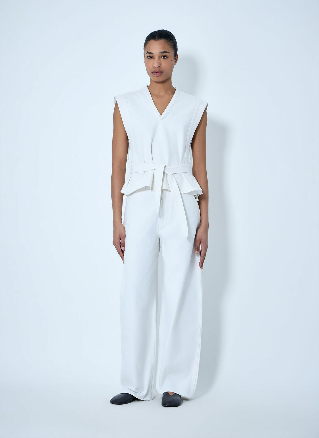 Lemaire Sleeveless V-Neck Top with Belted Waist