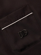 Dolce&Gabbana - Camp-Collar Logo-Embroidered Silk-Twill Pyjama Shirt - Brown