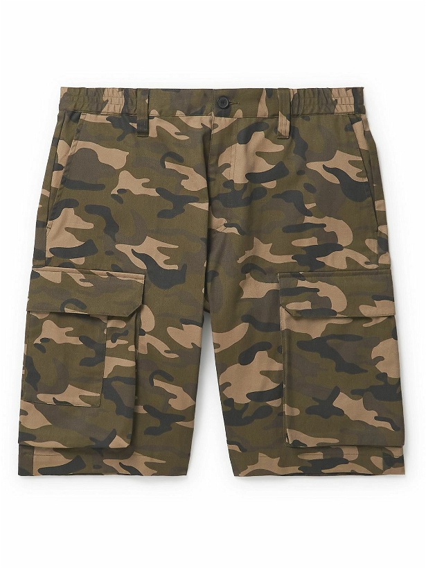 Photo: FRAME - Wide-Leg Camouflage-Print Cotton-Twill Cargo Shorts - Green