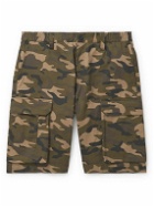 FRAME - Wide-Leg Camouflage-Print Cotton-Twill Cargo Shorts - Green