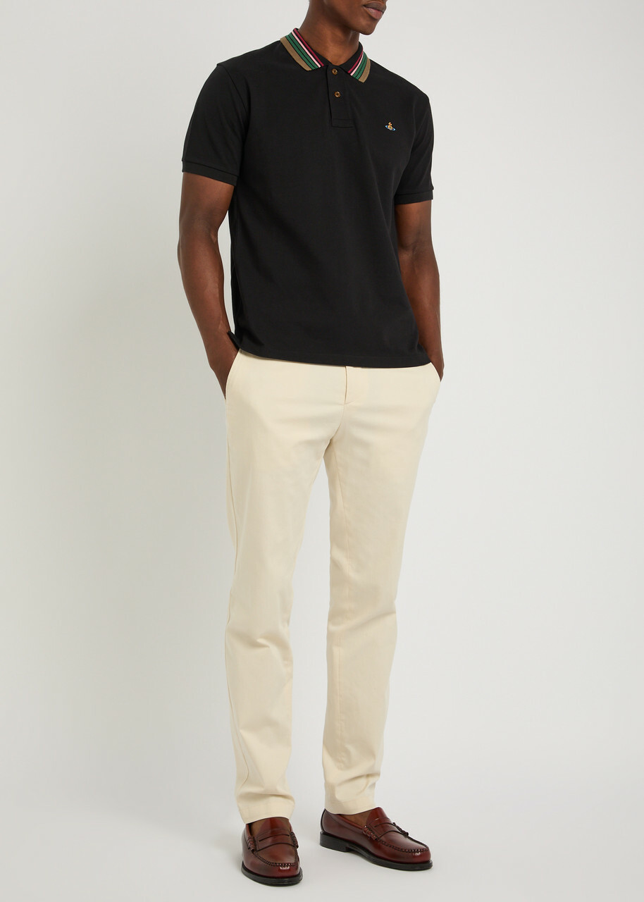 Vivienne Westwood Classic Logo Piqué Cotton Polo Shirt Black
