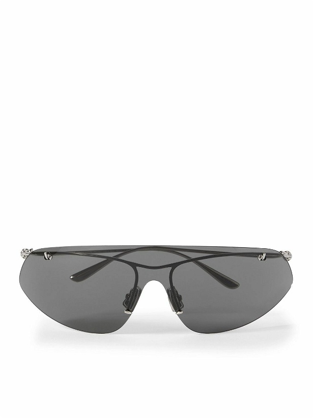 Photo: Bottega Veneta - Knot Shield Rimless Aviator-Style Silver-Tone Sunglasses