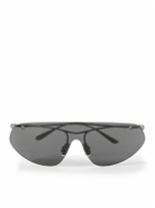 Bottega Veneta - Knot Shield Rimless Aviator-Style Silver-Tone Sunglasses