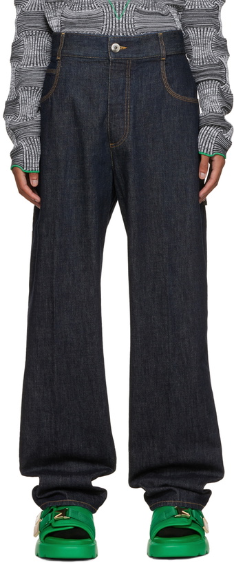 Photo: Bottega Veneta Navy Wide Leg Jeans