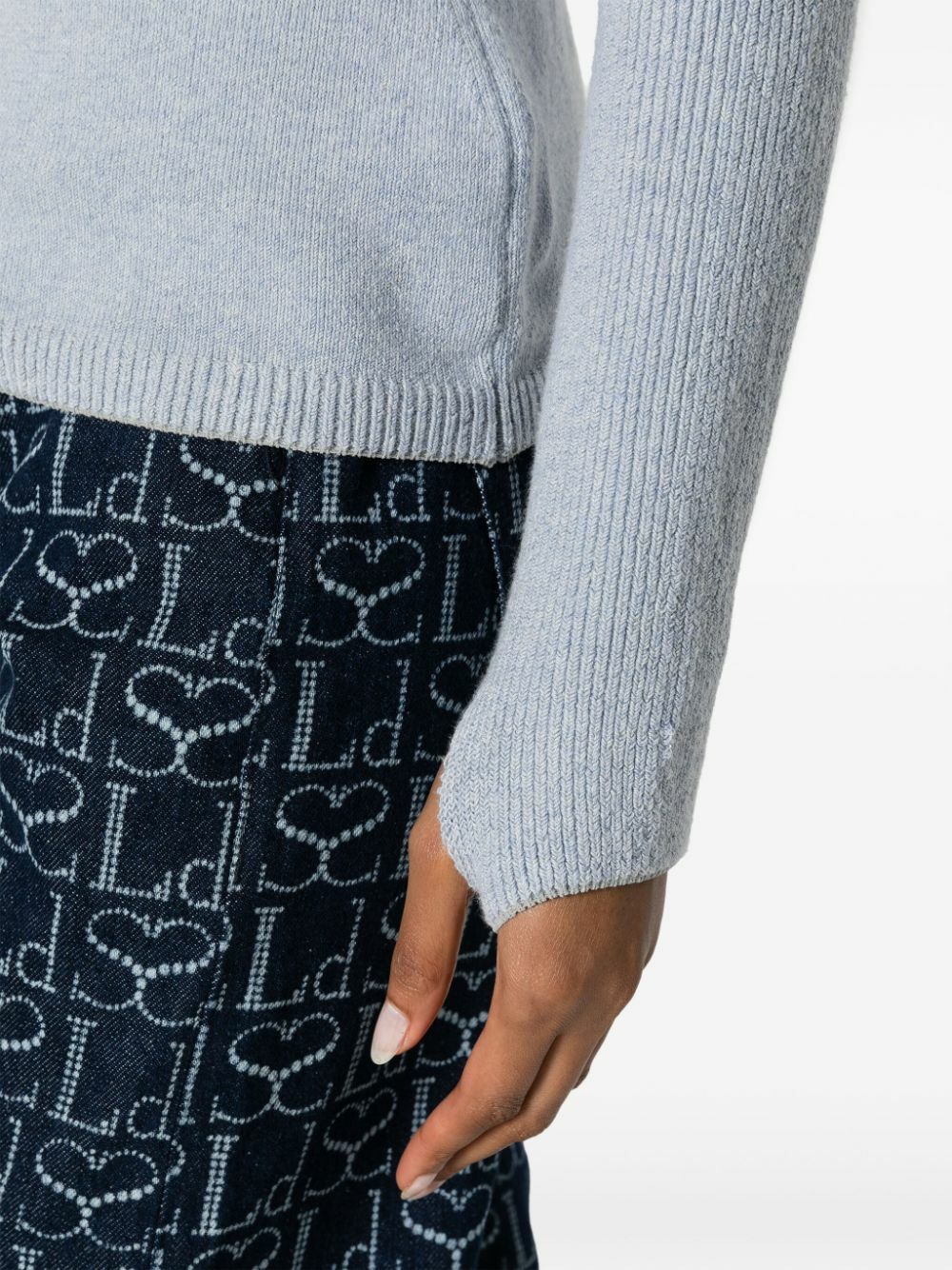 Sinead O'Dwyer Blue Draped-Panel Knit Sweater